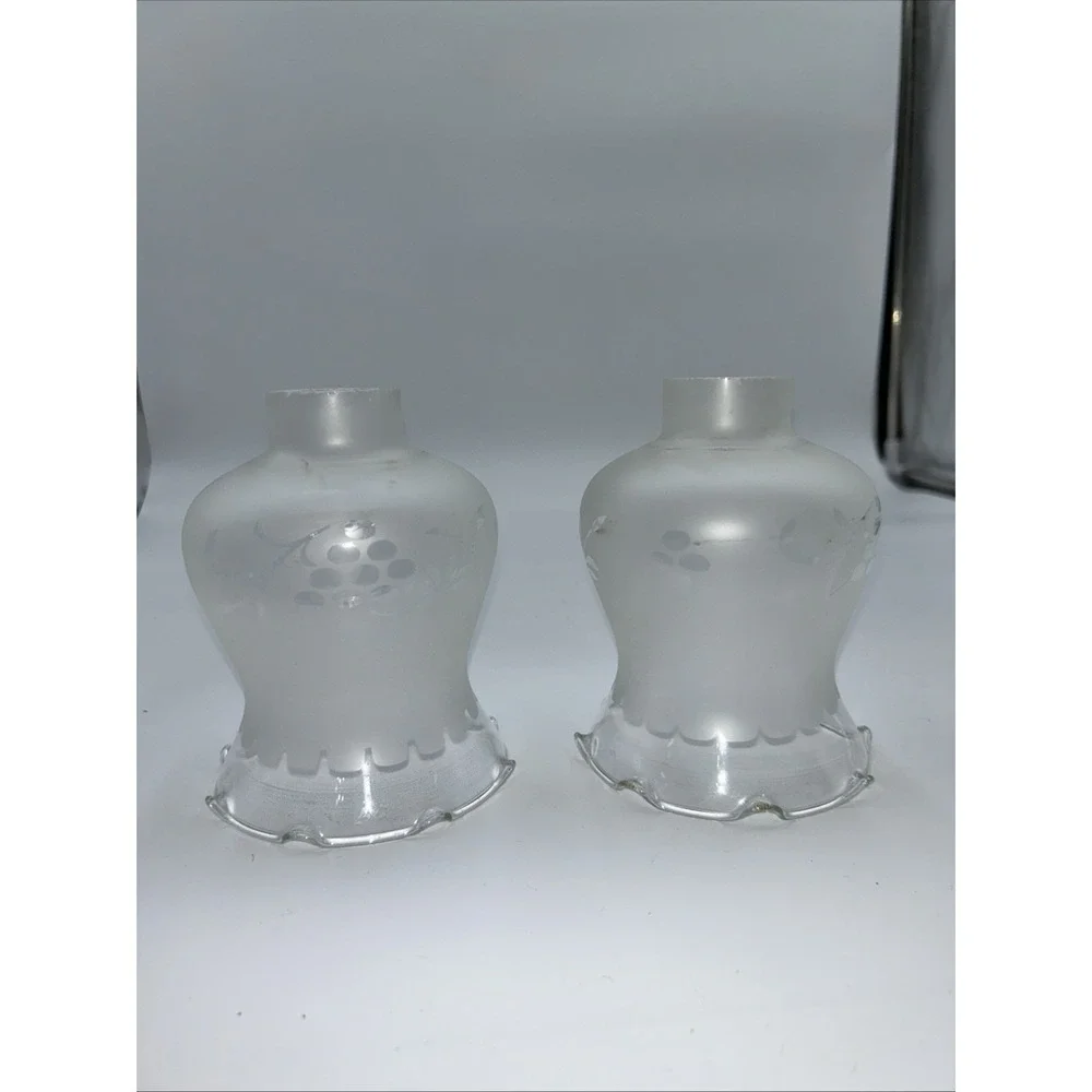Vintage Tulip Frosted Cut To Clear Glass Shade Lamp Light 5